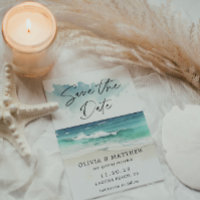 Moderne waterverf script oceaankust QR-code 