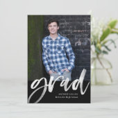 Moderne Waterverf Script Photo Boy Afstuderen Aankondiging (Staand voorkant)