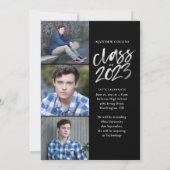 Moderne Waterverf Script Photo Boy Afstuderen Aankondiging (Achterkant)