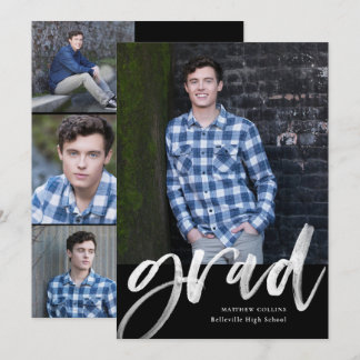 Moderne Waterverf Script Photo Boy Afstuderen Aankondiging