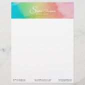 Moderne Waterverf Script Rainbow Pastel Letterhead Briefhoofd (Voorkant)