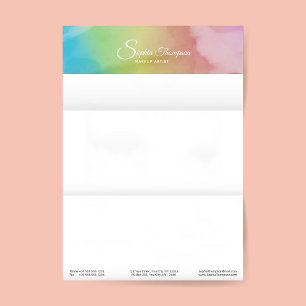Moderne Waterverf Script Rainbow Pastel Letterhead Briefhoofd