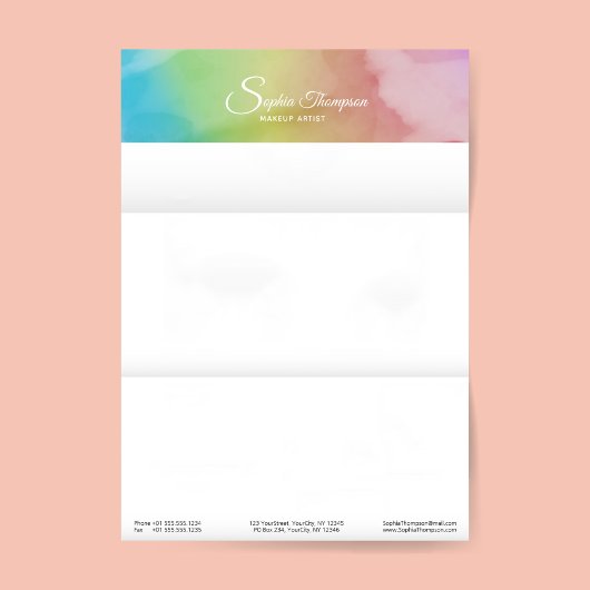 Moderne Waterverf Script Rainbow Pastel Letterhead Briefhoofd
