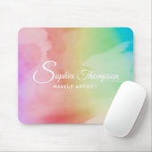 Moderne Waterverf Script Rainbow Pastel - Mousepad Muismat (Met muis)