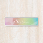 Moderne Waterverf Script Rainbow Pastel Name Bord Deurbordje (Voorkant)