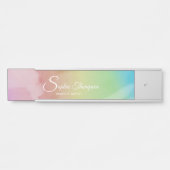 Moderne Waterverf Script Rainbow Pastel Name Bord Deurbordje (Voorkant)