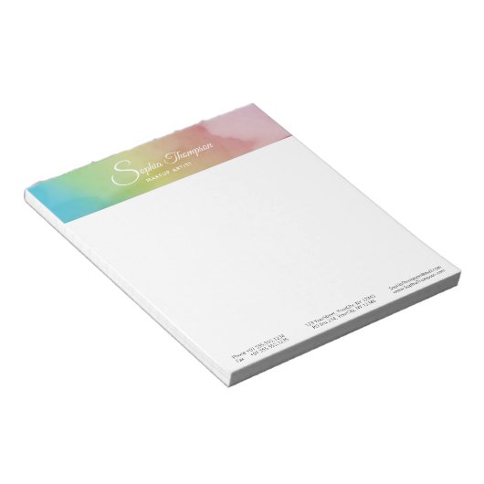 Moderne Waterverf Script Rainbow Pastel - Notitieb Notitieblok (Schuin)