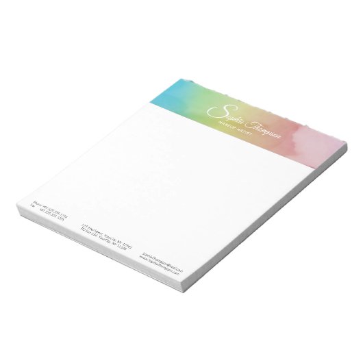 Moderne Waterverf Script Rainbow Pastel - Notitieb Notitieblok (Linkerzijde)