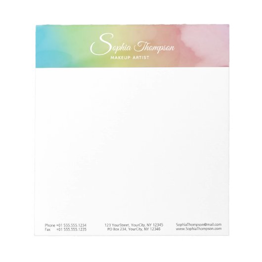 Moderne Waterverf Script Rainbow Pastel - Notitieb Notitieblok (Voorkant)