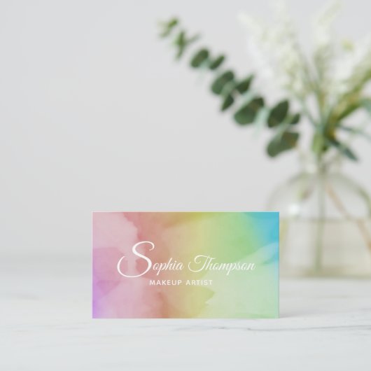 Moderne Waterverf Script-regenboog - Aanwijzing Afsprakenkaartje (Staand voorkant)