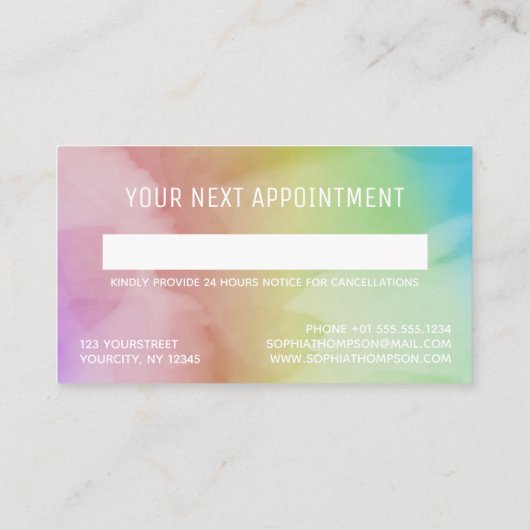 Moderne Waterverf Script-regenboog - Aanwijzing Afsprakenkaartje (Achterkant)