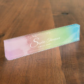 Moderne Waterverf Script-regenboog - Desk-naamplaa Naambordje (Zijkant)