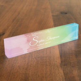 Moderne Waterverf Script-regenboog - Desk-naamplaa Naambordje