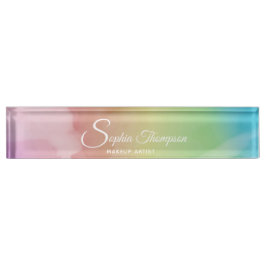 Moderne Waterverf Script-regenboog - Desk-naamplaa Naambordje