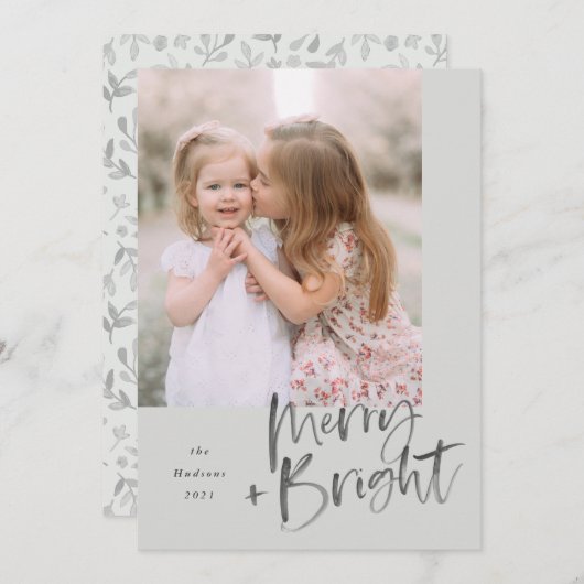 Moderne Waterverf Script Sage Green Merry Bright Feestdagenkaart (Voorkant / Achterkant)