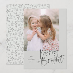 Moderne Waterverf Script Sage Green Merry Bright Feestdagenkaart