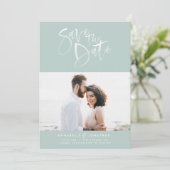 Moderne waterverf scripttypografie bruiloft foto save the date (Staand voorkant)