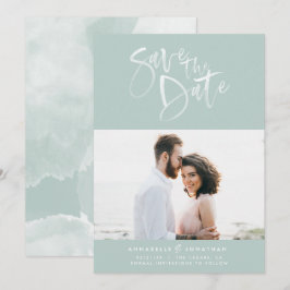 Moderne waterverf scripttypografie bruiloft foto save the date