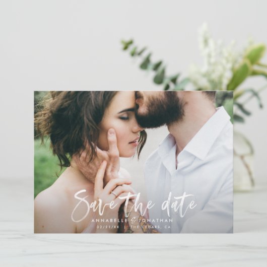 Moderne waterverf scripttypografie eenvoudige brui save the date (Staand voorkant)