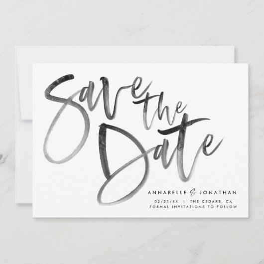 Moderne waterverf scripttypografie eenvoudige brui save the date (Voorkant)
