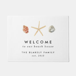 Moderne Waterverf Seashells Personaliseerd Deurmat