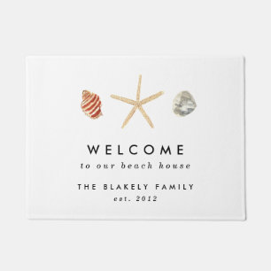 Moderne Waterverf Seashells Personaliseerd Deurmat
