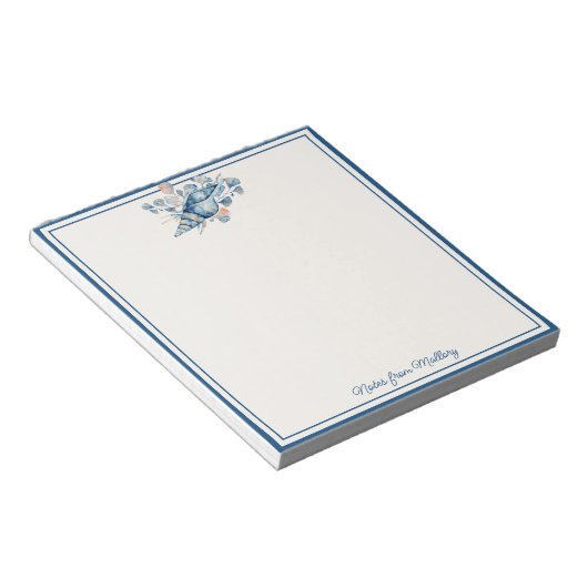 Moderne Waterverf Seaside Shell Nautical Notitieblok (Schuin)