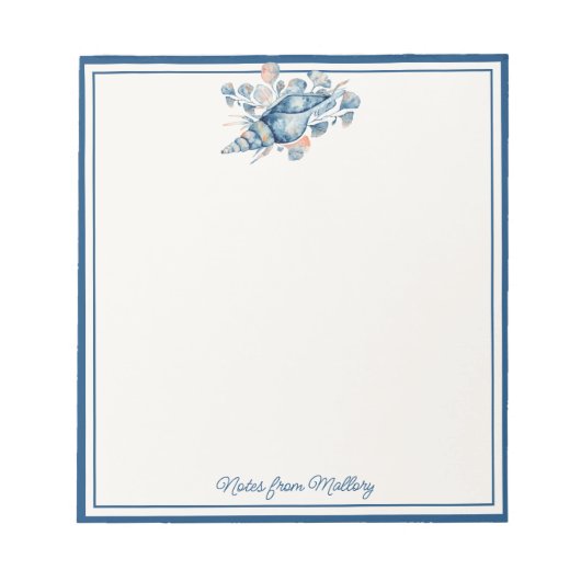 Moderne Waterverf Seaside Shell Nautical Notitieblok (Voorkant)