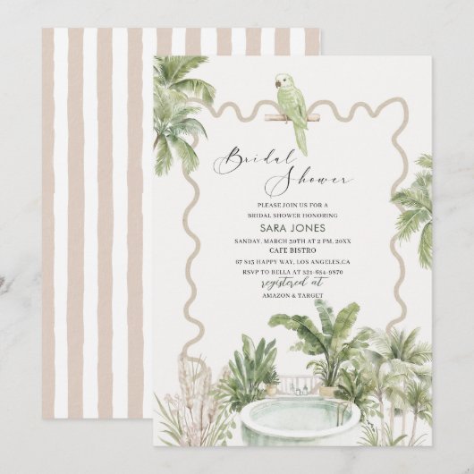 Moderne Waterverf Serenity Sands Starlight Bridal Kaart (Voorkant / Achterkant)