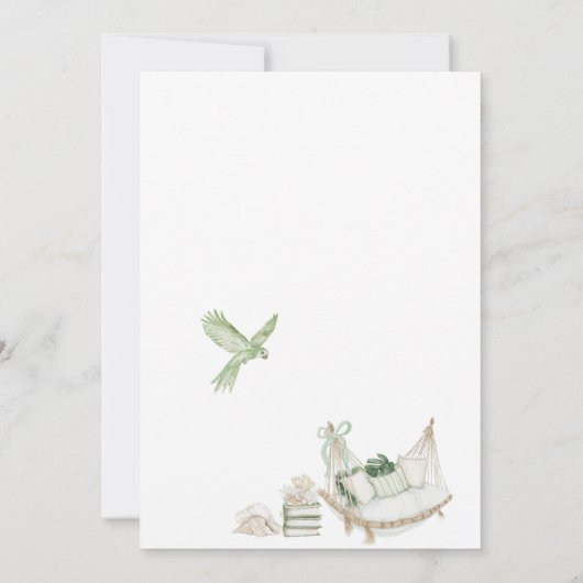 Moderne Waterverf Serenity Sands Starlight Bridal Kaart (Achterkant)