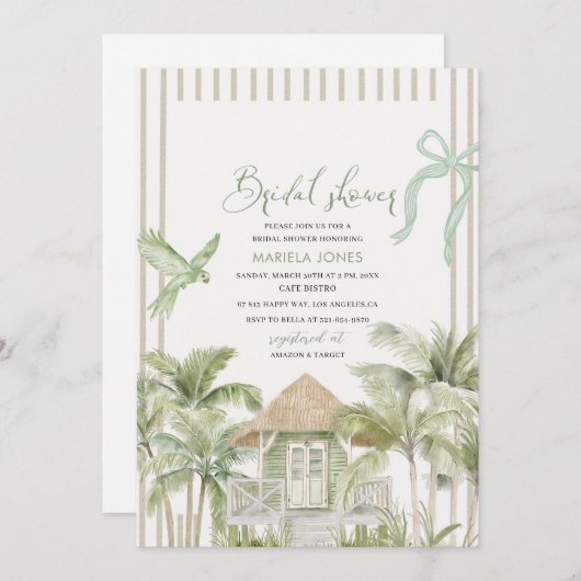 Moderne Waterverf Serenity Sands Starlight Bridal Kaart (Voorkant / Achterkant)