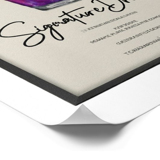 Moderne Waterverf Signature Drinken Bruiloft Menu Poster (Hoek)