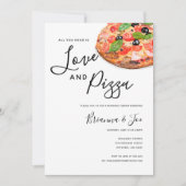 Moderne Waterverf Simple Love and Pizza Invitation Kaart (Voorkant)