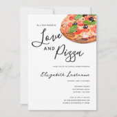Moderne Waterverf Simple Love and Pizza Invitation Kaart (Voorkant)