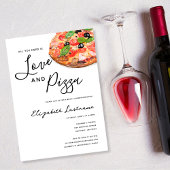 Moderne Waterverf Simple Love and Pizza Invitation Kaart