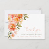 Moderne Waterverf Sinaasappel Perzik Bloemenbruilo Bedankkaart (Voorkant)