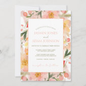 Moderne Waterverf Sinaasappel Perzik Bloemenbruilo Kaart (Voorkant)