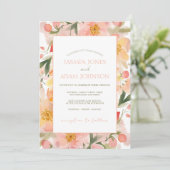 Moderne Waterverf Sinaasappel Perzik Bloemenbruilo Kaart (Staand voorkant)