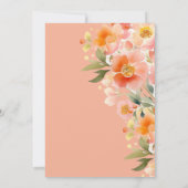 Moderne Waterverf Sinaasappel Perzik Bloemenbruilo Kaart (Achterkant)