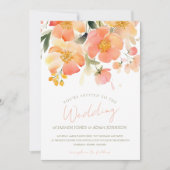 Moderne Waterverf Sinaasappel Perzik Bloemenbruilo Kaart (Voorkant)