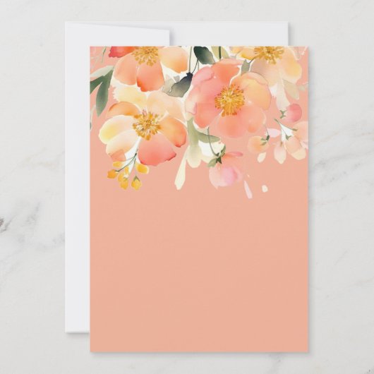 Moderne Waterverf Sinaasappel Perzik Bloemenbruilo Kaart (Achterkant)
