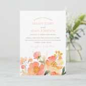 Moderne Waterverf Sinaasappel Perzik Bloemenbruilo Kaart (Staand voorkant)