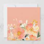 Moderne Waterverf Sinaasappel Perzik Bloemenbruilo Save The Date (Achterkant)