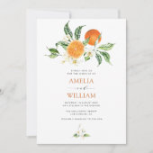 moderne waterverf sinaasappels bruiloft kaart (Voorkant)