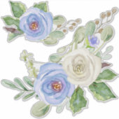 Moderne  Waterverf Sky Blue Rozen Bloemen Sticker (Voorkant)