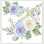 Moderne  Waterverf Sky Blue Rozen Bloemen Sticker (Vel)
