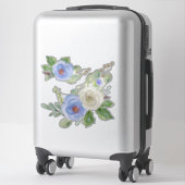 Moderne  Waterverf Sky Blue Rozen Bloemen Sticker (Koffer)