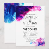 Moderne Waterverf Smudges Wedding Invitations Kaart (Voorkant / Achterkant)