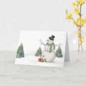 Moderne waterverf sneeuwman kerstkaart kaart (Gele Bloem)