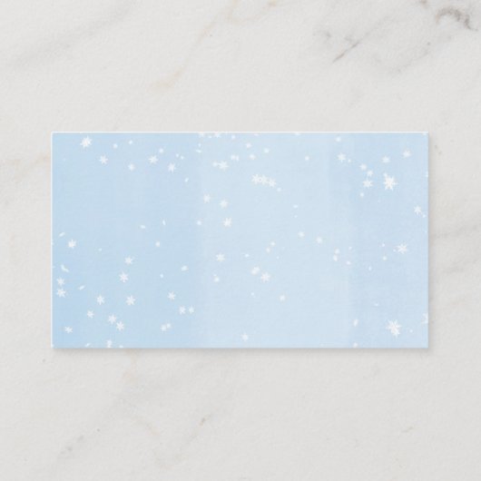 Moderne waterverf sneeuwwinterblauw luierverkeer informatiekaartje (Achterkant)